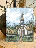 Brown and White Countryside Farm Church Canvas Art Print