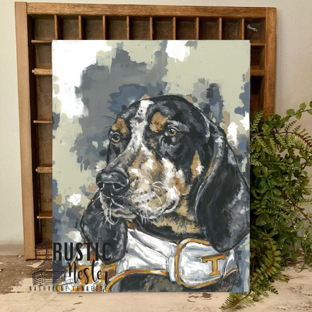 TN Vols canvas art print, Smokey the dog home decor – Rustic