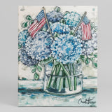 Hydrangea in vintage hobnail with flags