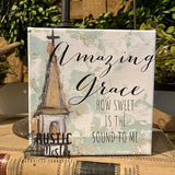 Amazing Grace hymn canvas art shelf sitter