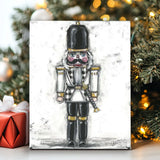 White and Black Nutcracker Christmas Decor Canvas Art Print