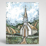 Brown and White Countryside Farm Church Canvas Art Print