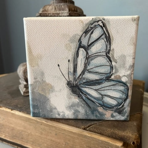 Butterfly canvas art block, shelf sitter