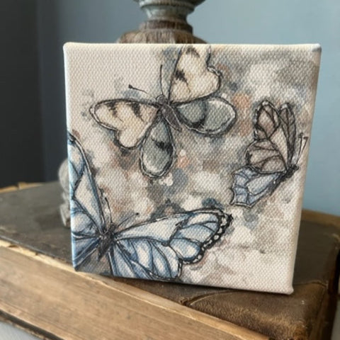 Butterfly canvas art block, shelf sitter