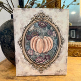 Thanksgiving / Fall / Harvest Canvas Art Print of Pumpkins and flowers