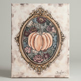 Thanksgiving / Fall / Harvest Canvas Art Print of Pumpkins and flowers