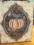Thanksgiving / Fall / Harvest Canvas Art Print of Pumpkins and flowers