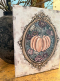 Thanksgiving / Fall / Harvest Canvas Art Print of Pumpkins and flowers