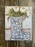 Rainboots and flowers canvas art print