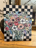 Spring summer floral with black an white ck background