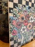 Spring summer floral with black an white ck background