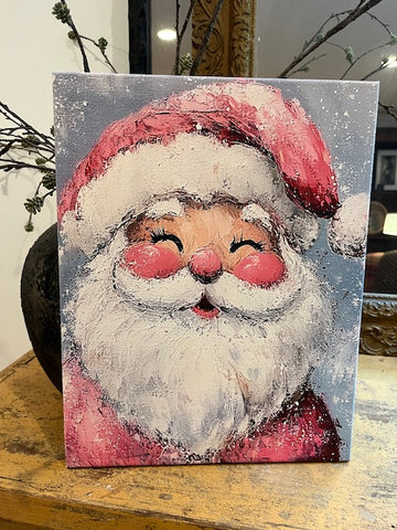Pink Santa Claus canvas art print, Seasonal home decor