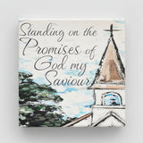 Old church steeple canvas art  shelf sitter