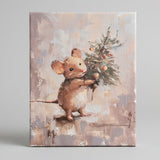 Whimsical mouse holiday decor canvas art print