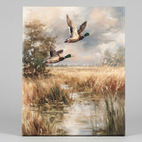Mallards flying canvas art print