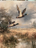 Mallards flying canvas art print