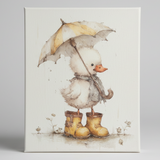 Cute duck with umbrella canvas art print