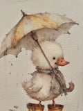 Cute duck with umbrella canvas art print