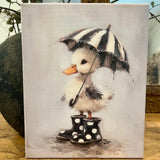 Cute duck with umbrella canvas art print