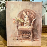 Bunny canvas art print, Easter home decor, Spring art