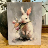 Bunny and tulip bundle canvas art print