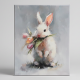 Bunny and tulip bundle canvas art print
