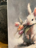 Bunny and tulip bundle canvas art print