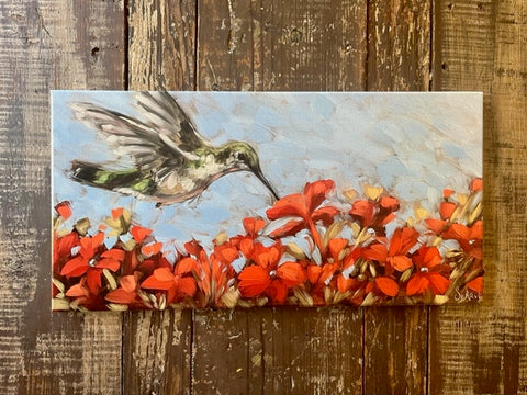 Outdoor art, Hummingbird canvas art print, spring home decor