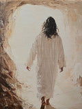 Jesus walking out of the stone tomb canvas art print