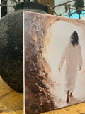 Jesus walking out of the stone tomb canvas art print