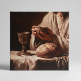 Jesus breaks bread canvas art print, Spiritual home decor