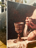 Jesus breaks bread canvas art print, Spiritual home decor