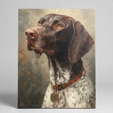 Vintage Hunting Dog canvas art print, Dog portrait oil painting style wall art