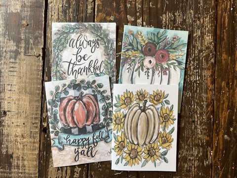 Fall Notecards, Seasonal gift, set of 4