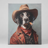 Funny Dog canvas art print, Dog portrait oil painting style wall art