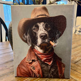 Funny Dog canvas art print, Dog portrait oil painting style wall art