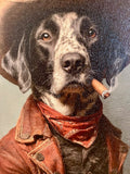 Funny Dog canvas art print, Dog portrait oil painting style wall art