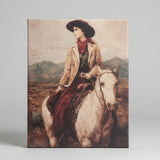 Cowgirl vintage canvas art print, Equestrian home decor