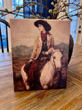 Cowgirl vintage canvas art print, Equestrian home decor