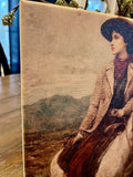 Cowgirl vintage canvas art print, Equestrian home decor