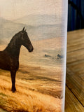 Western horse landscape canvas art print, Equestrian home decor