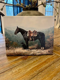 Western horse landscape canvas art print, Equestrian home decor