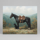 Western horse landscape canvas art print, Equestrian home decor