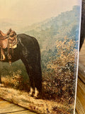 Western horse landscape canvas art print, Equestrian home decor