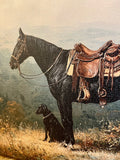 Western horse landscape canvas art print, Equestrian home decor