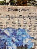 Amazing Grace printed canvas art with hydrangeas