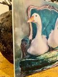 Whimsical canvas art print, Geese in Chair fun art