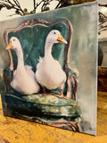 Whimsical canvas art print, Geese in Chair fun art