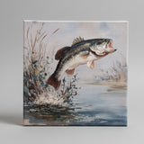 Vintage inspired Bass fish canvas art print, Nature art, Father's Day