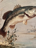 Vintage inspired Bass fish canvas art print, Nature art, Father's Day